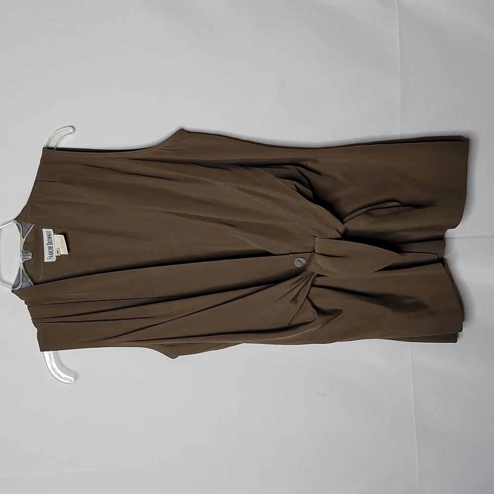 Francine Browner tie front mother of pearl sleeveless blouse top sz Medium
